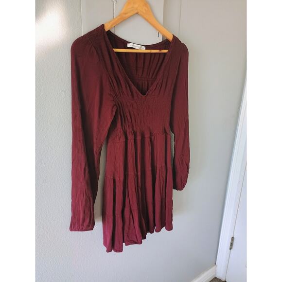 Altar'd state red V-neck mini dress with long sleeves and a flowy hem XL boho - Picture 3 of 16